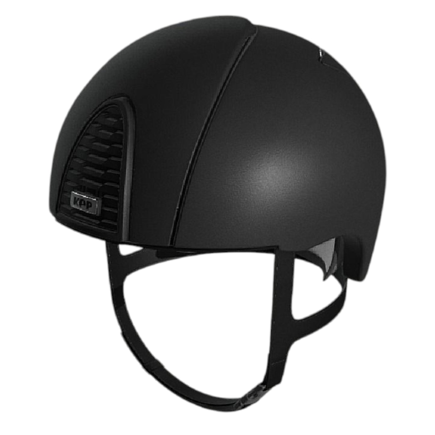 Matte black riding helmet with ventilation and adjustable straps