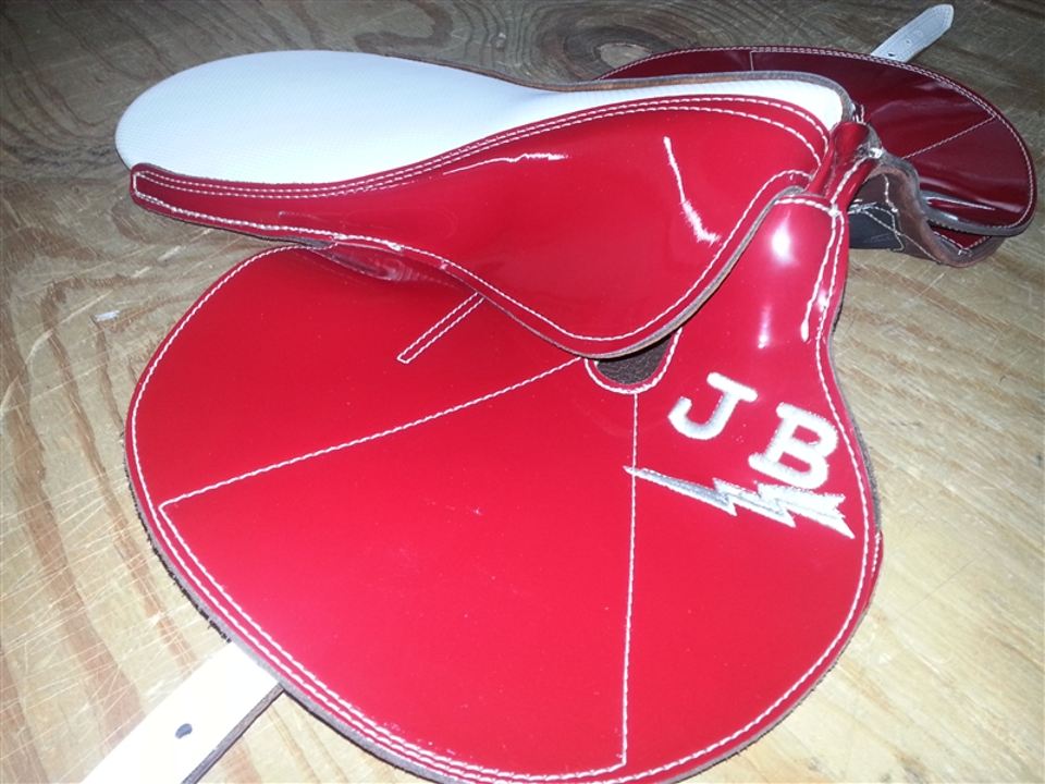 KBL Heavy Racing Saddle with Kevlar tree, 17-inch seat, clarino leather, and four lead pockets