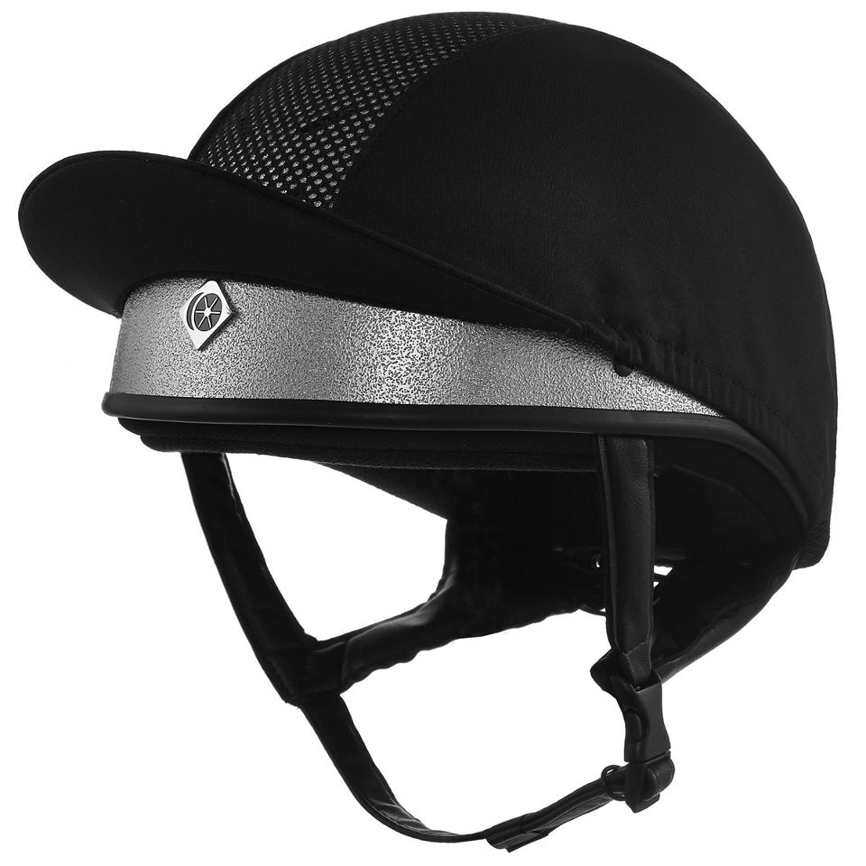 Black Slimlook Silk Pro II skull cap in lightweight Lycra by Charles Owen for equestrian use