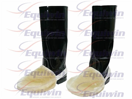 JM Fluffy Toe Boots in black acrylic fleece, designed for horse boot protection and comfort