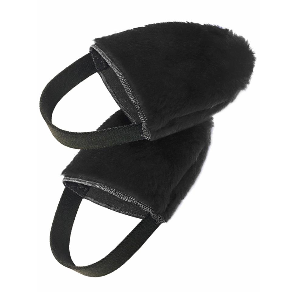 Black acrylic fleece horse boot covers with cushioned padding by JMI