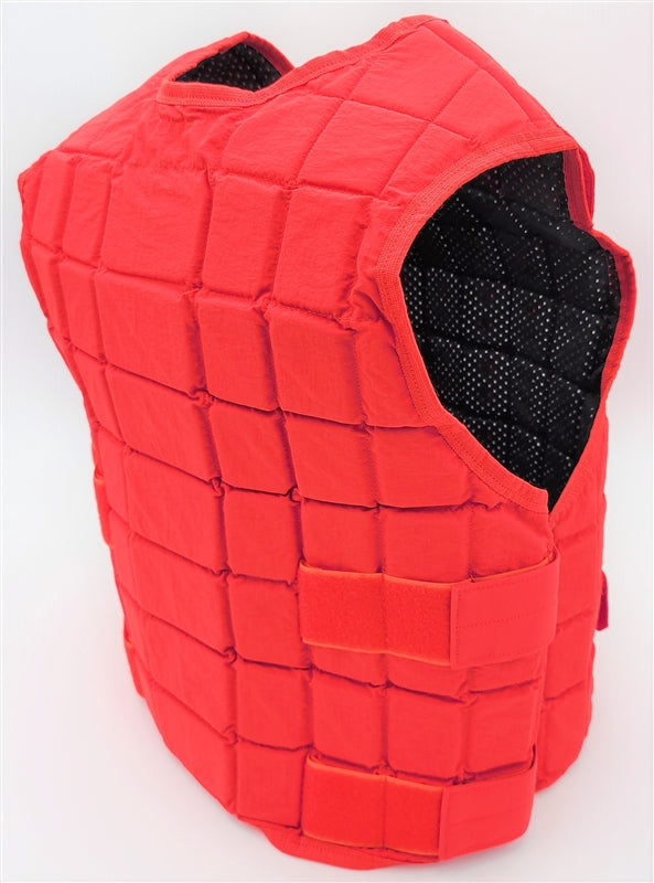 Equiwin PUNTO red polyester jockey riding vest in adult size L