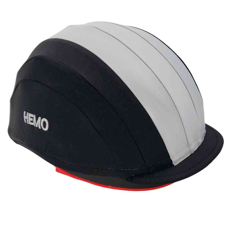 Equiwin BIGHELM striped lycra helmet cover in red and white with stretchy arc design for Arai helmets