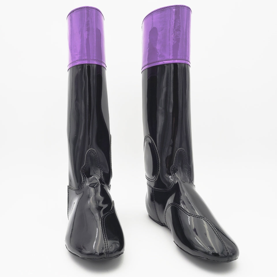 Equiwin FLASHY lightweight Clarino jockey racing boots in glossy red with ankle protection and custom toe pad