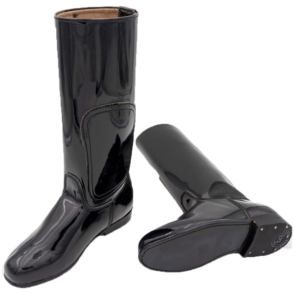 Equiwin THOROUGHBRED black leather riding boots with ankle support and durable design for professional galloping.