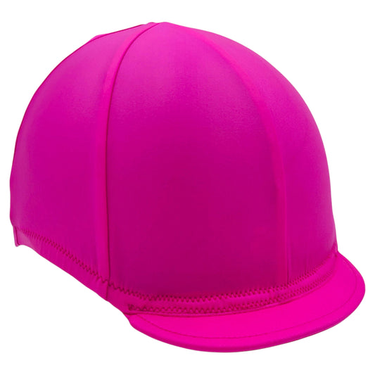 Red stretchy spandex polyester helmet cover for big-shell helmets by Equiwin, custom embroidery available