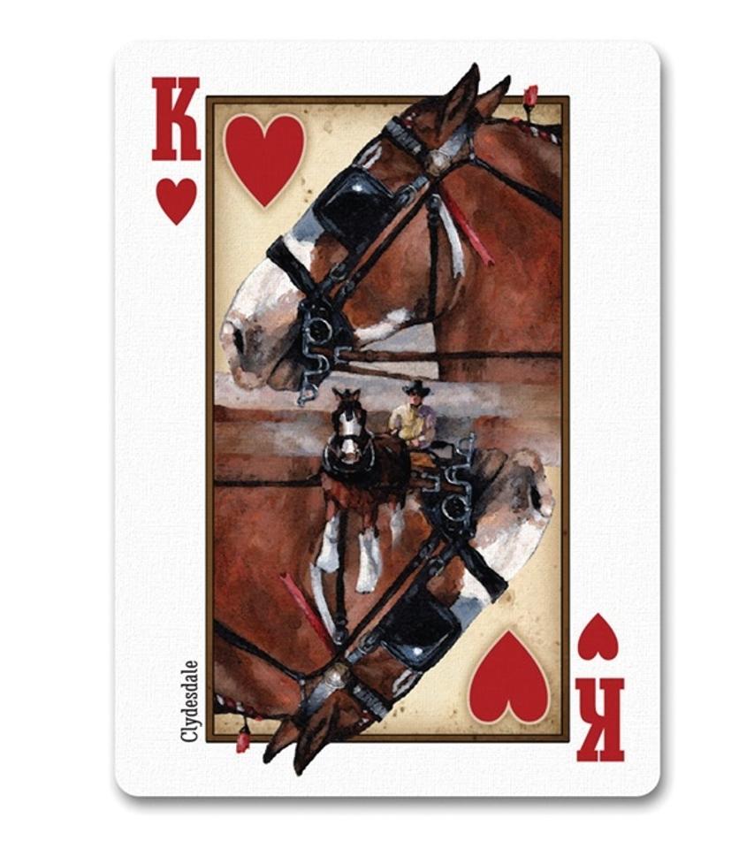 Premium playing cards featuring horse-themed illustrations, by OBR, perfect for equestrian enthusiasts.