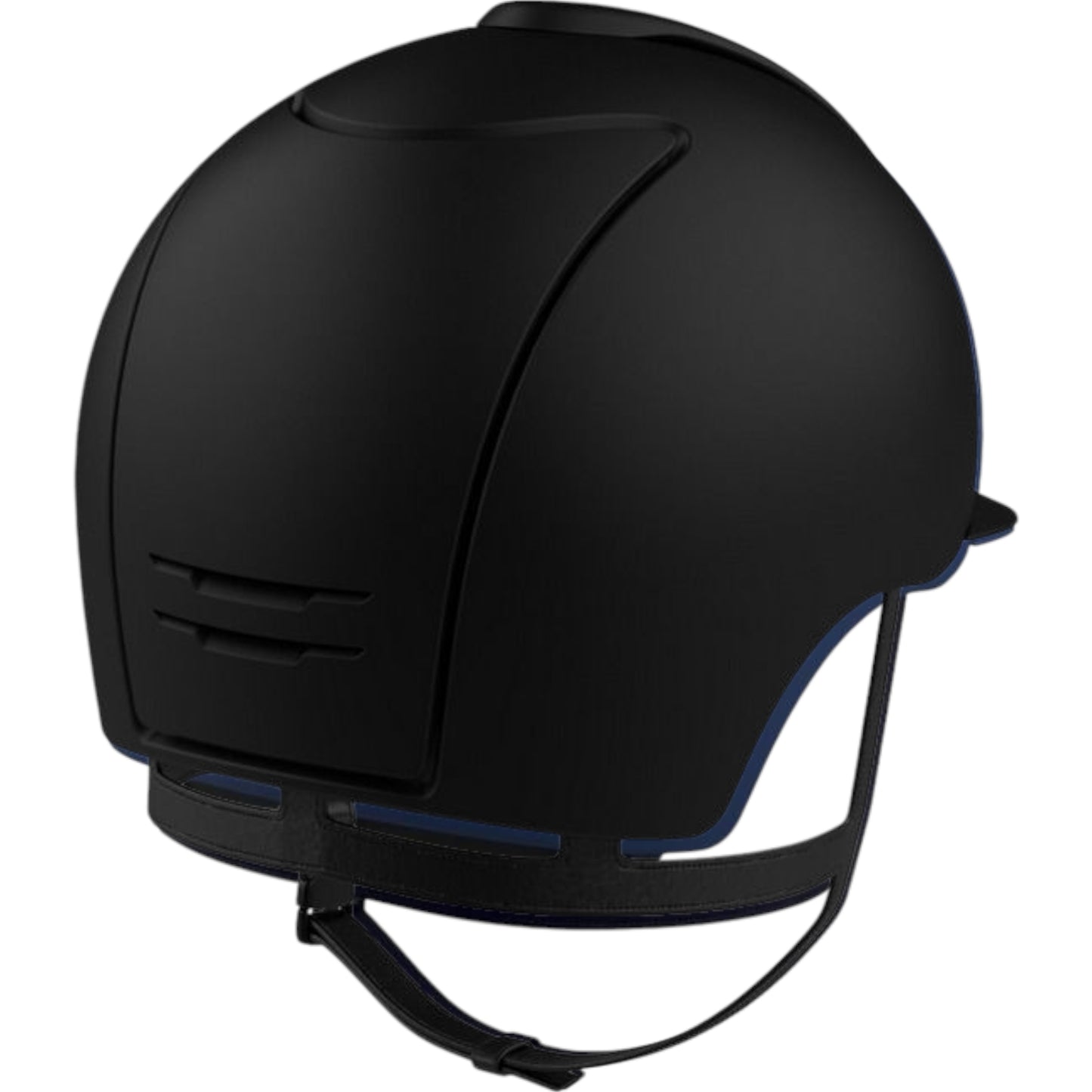KEP Cromo Matt 2.0 riding helmet in matte black with chrome frame and eco-leather chinstrap, ASTM/SEI certified.