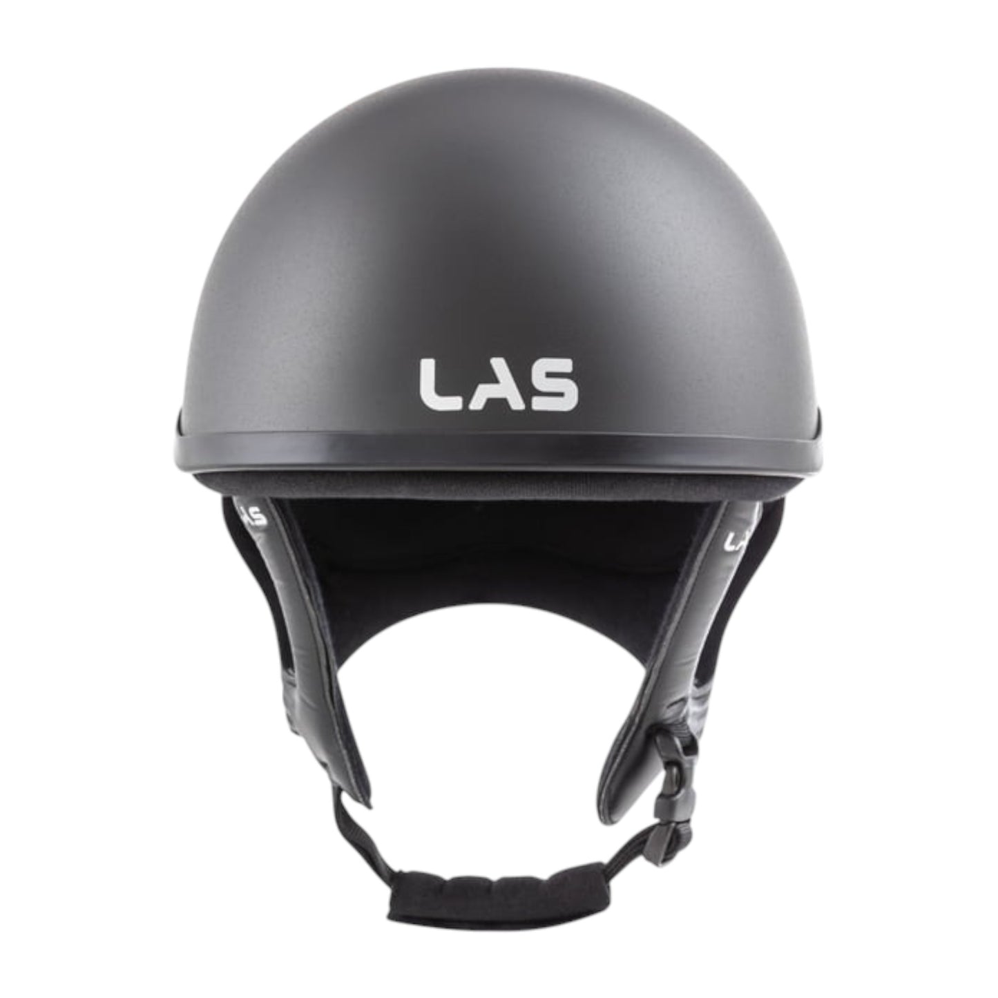 Black LAS JC PRO jockey helmet with high-density ABS shell and Coolmax padding, available in various sizes.