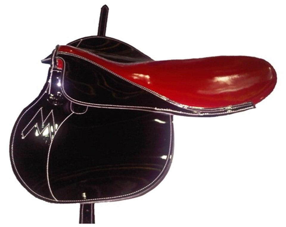 Merlano Large Lite Racing Saddle with fiberglass tree, 16-inch clarino-leather seat and double-nylon-webbing straps