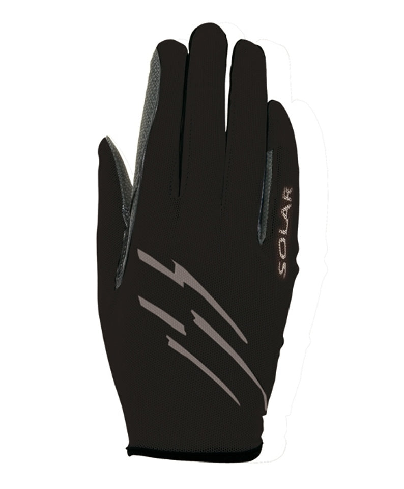 Roeckl Solar gloves in white and black, size 6 and 6.5, designed for jockeys, featuring breathable material.