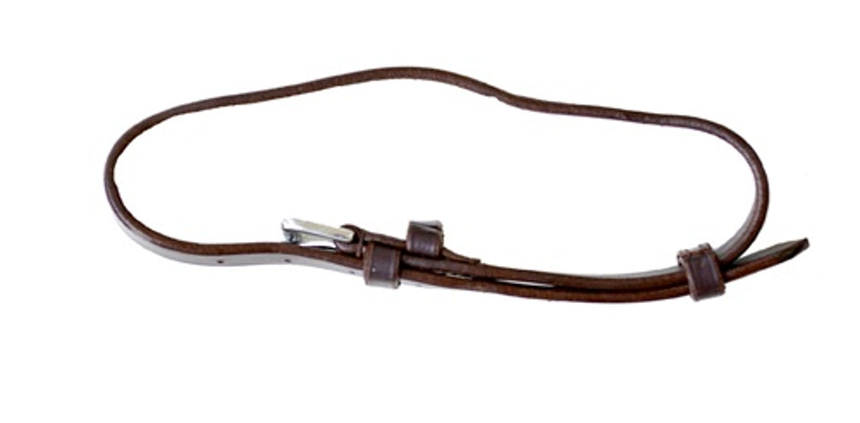 Brown leather racing bridle set with matching reins by OBR, ideal for equestrian events and training.