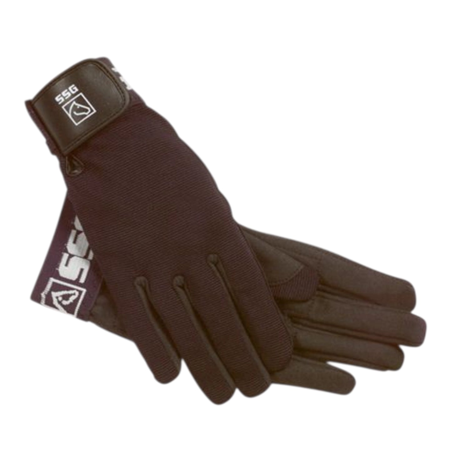 SSG black padded aquasuede polo multisport gloves for equestrian use, featuring enhanced grip.