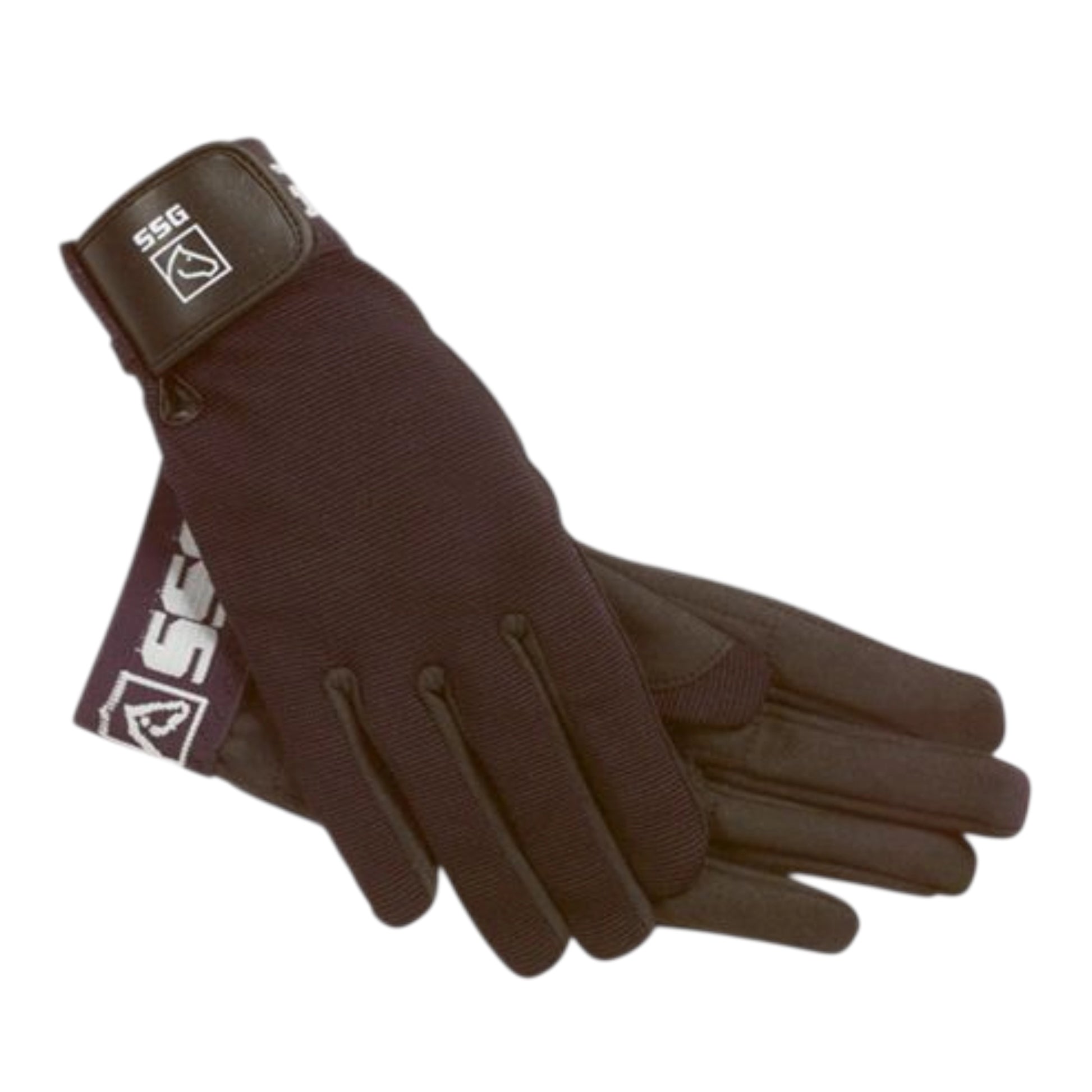 SSG black padded aquasuede polo multisport gloves for equestrian use, featuring enhanced grip.