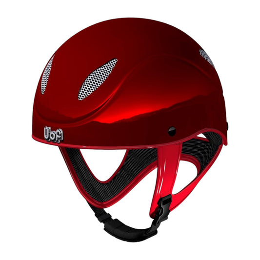 UOF RACE EVO jockey helmet in nut genuine-leather, size 52 cm, with a sleek design and comfortable fit.