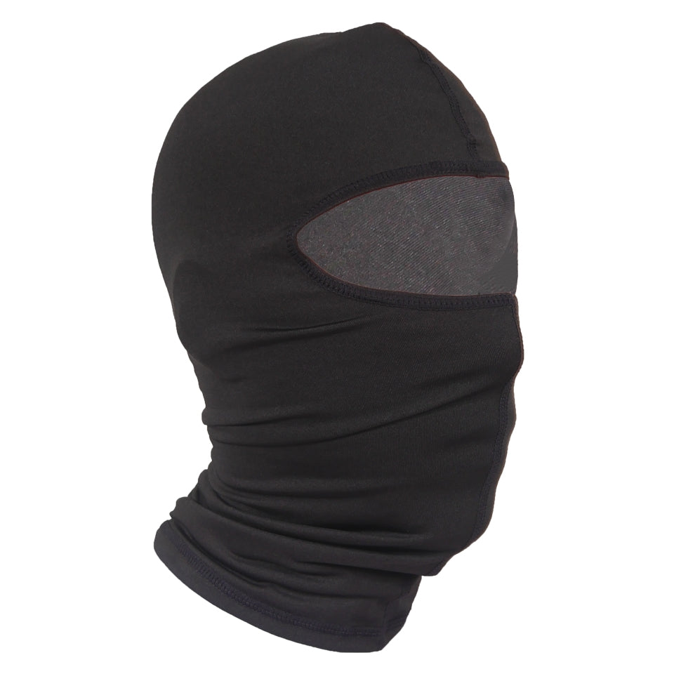 ZAN black stretch nylon polyester riding face mask for cycling, one size fits most, comfortable fit for equestrians.