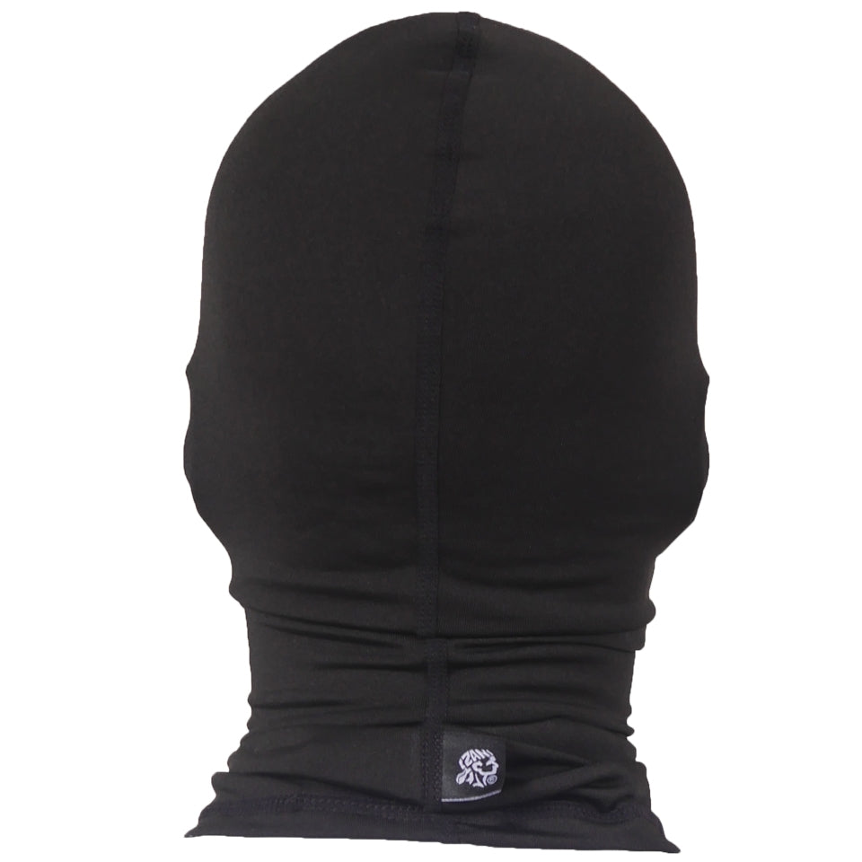 Black stretch nylon polyester riding face mask for comfort fit, suitable for cycling and equestrian use by ZAN.
