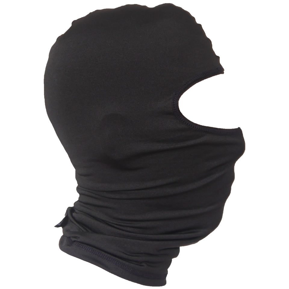 ZAN black stretch nylon polyester riding face mask for comfort during cycling and equestrian activities