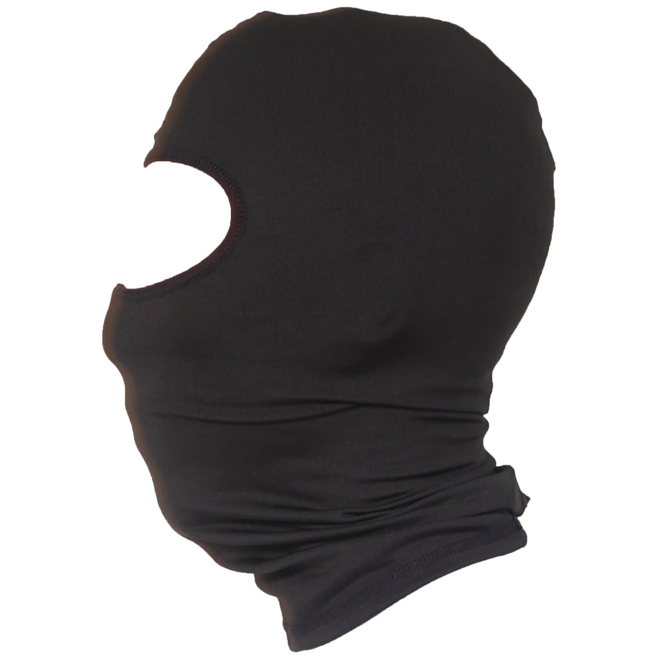 ZAN black riding face mask made of stretchy nylon polyester for comfort fit, suitable for cycling and equestrian use