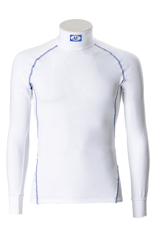 White long sleeve cotton compression race shirt by TKO for equestrian wear