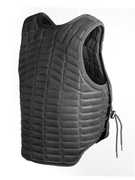VIPA Level 1 black and red lightweight jockey body protector vest, air mesh, Australian racing approved, size XX-Small