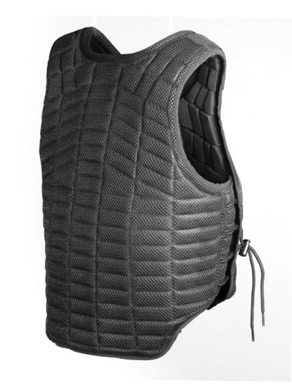VIPA Level 1 black and red lightweight jockey body protector vest, air mesh, Australian racing approved, size XX-Small