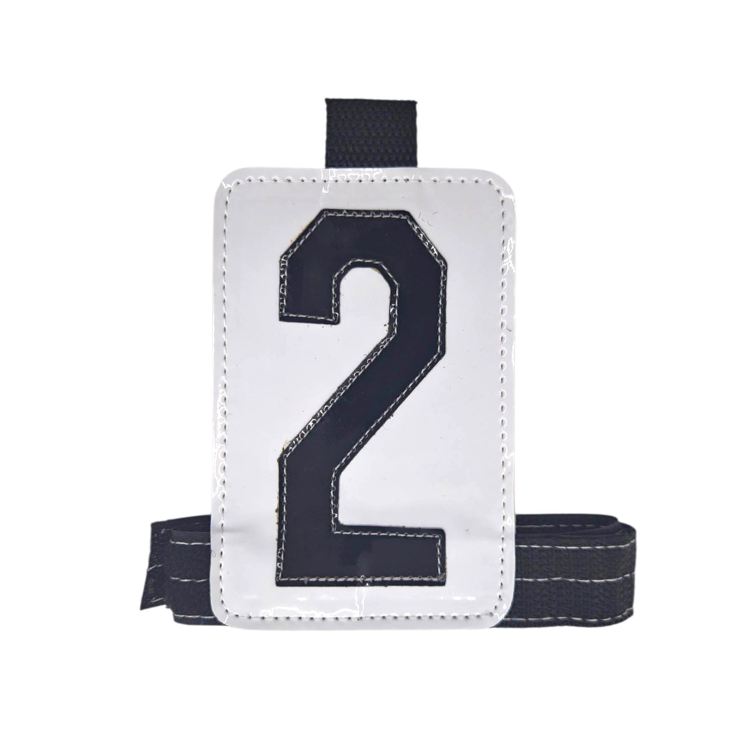 Equiwin adjustable black jockey arm band with bright number display for racing