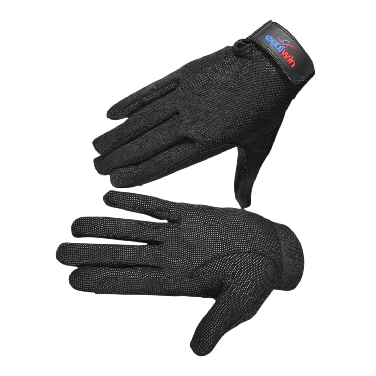 Equiwin AIR MOTION black mesh horse riding gloves for adults in breathable material
