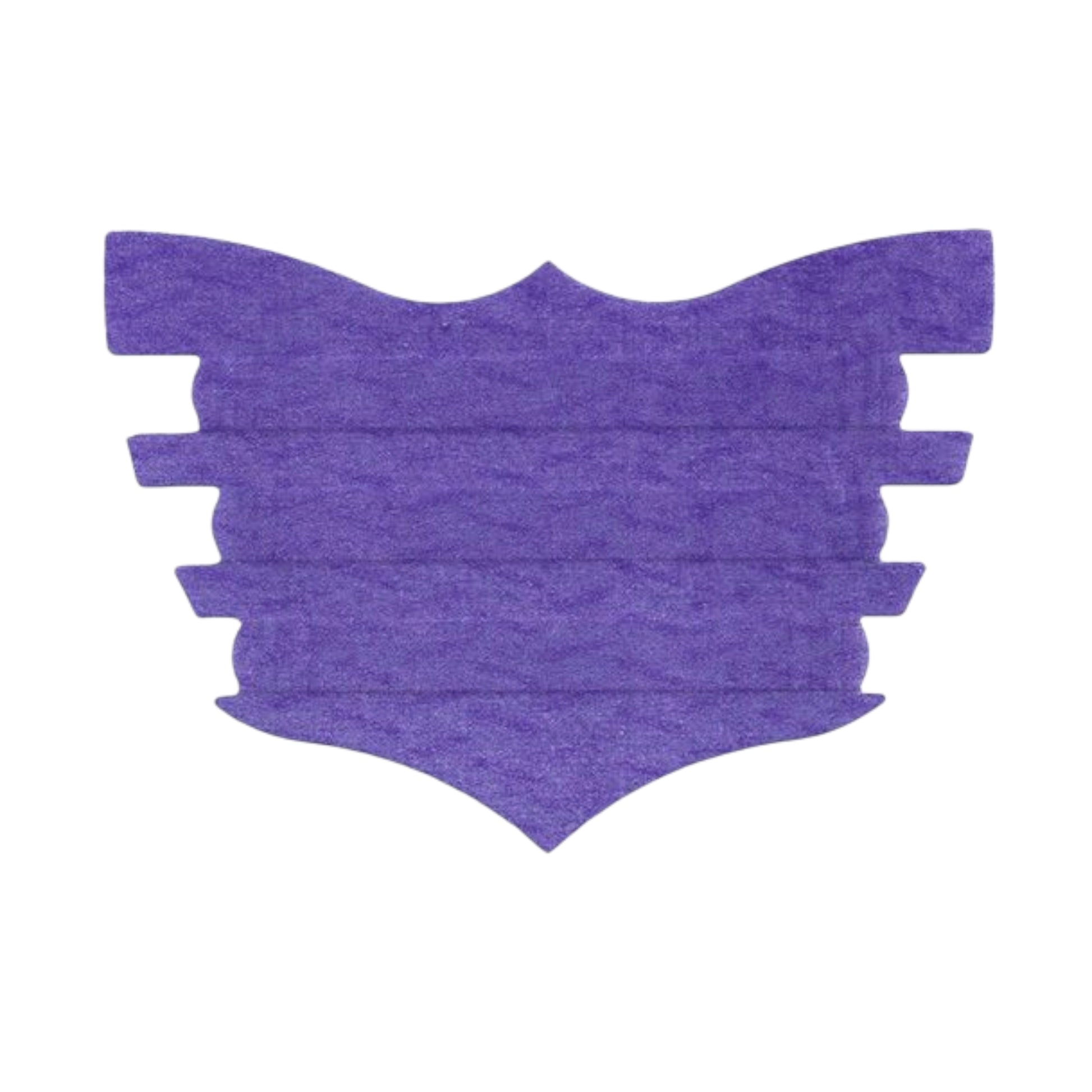 Purple adhesive craft stencil with ornate shield shape and layered design.