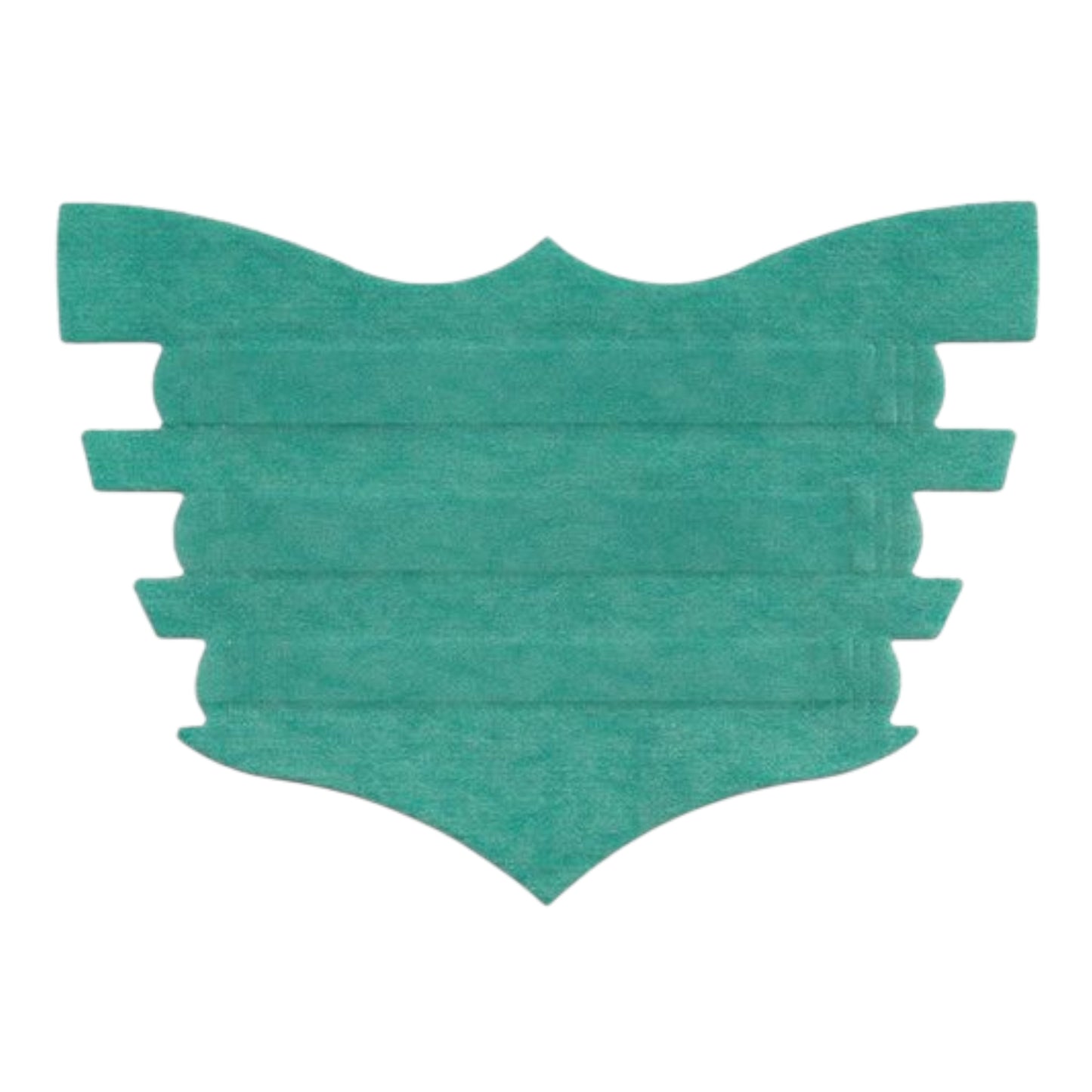 Teal reusable cloth face mask with adjustable ear straps and layered design.