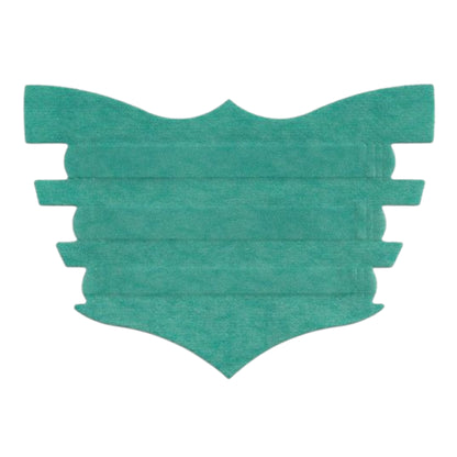 Teal reusable cloth face mask with adjustable ear straps and layered design.