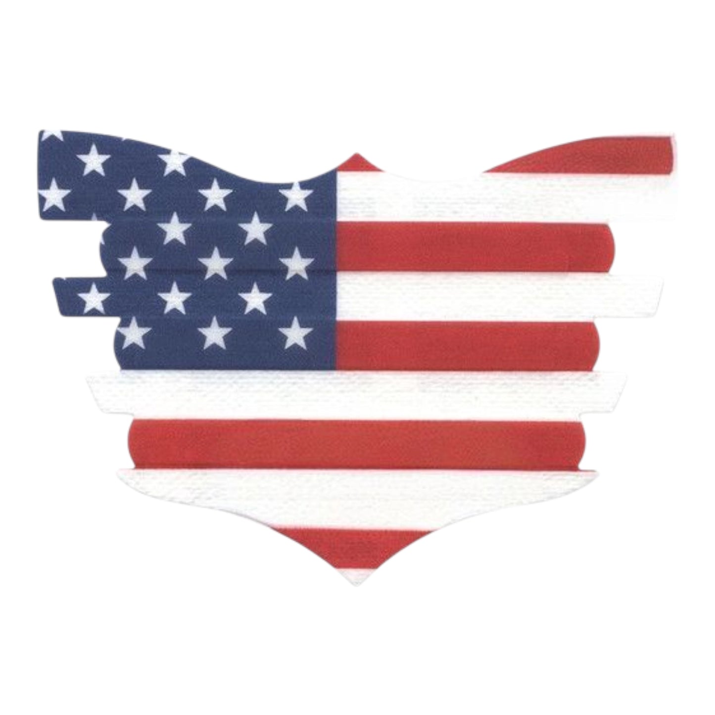 American flag-shaped wall decor in red, white, and blue, featuring stars and stripes design.