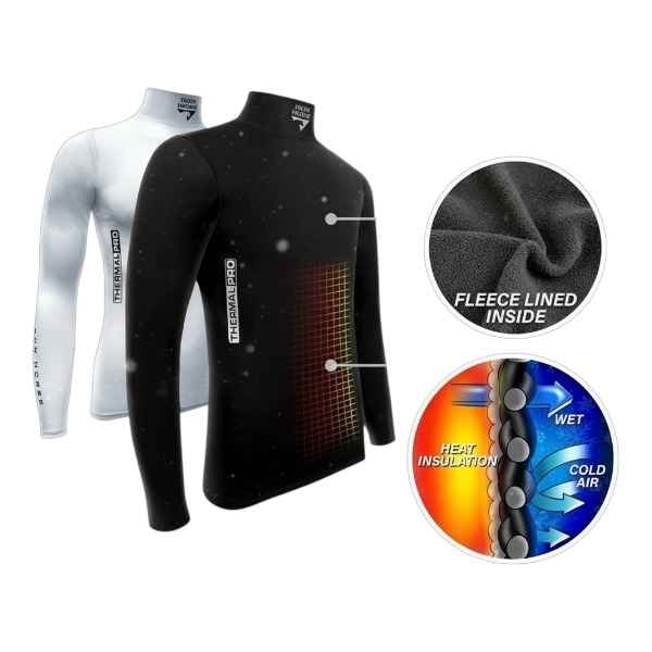 White ½-zip thermal riding shirt with turtleneck collar by Iron Horse, made of 100% cotton.