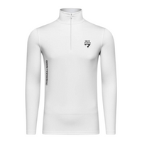 White 100% cotton Thermal Pro ½-Zip skivvy with 2.5-inch turtleneck collar by Iron Horse for athletic riding.