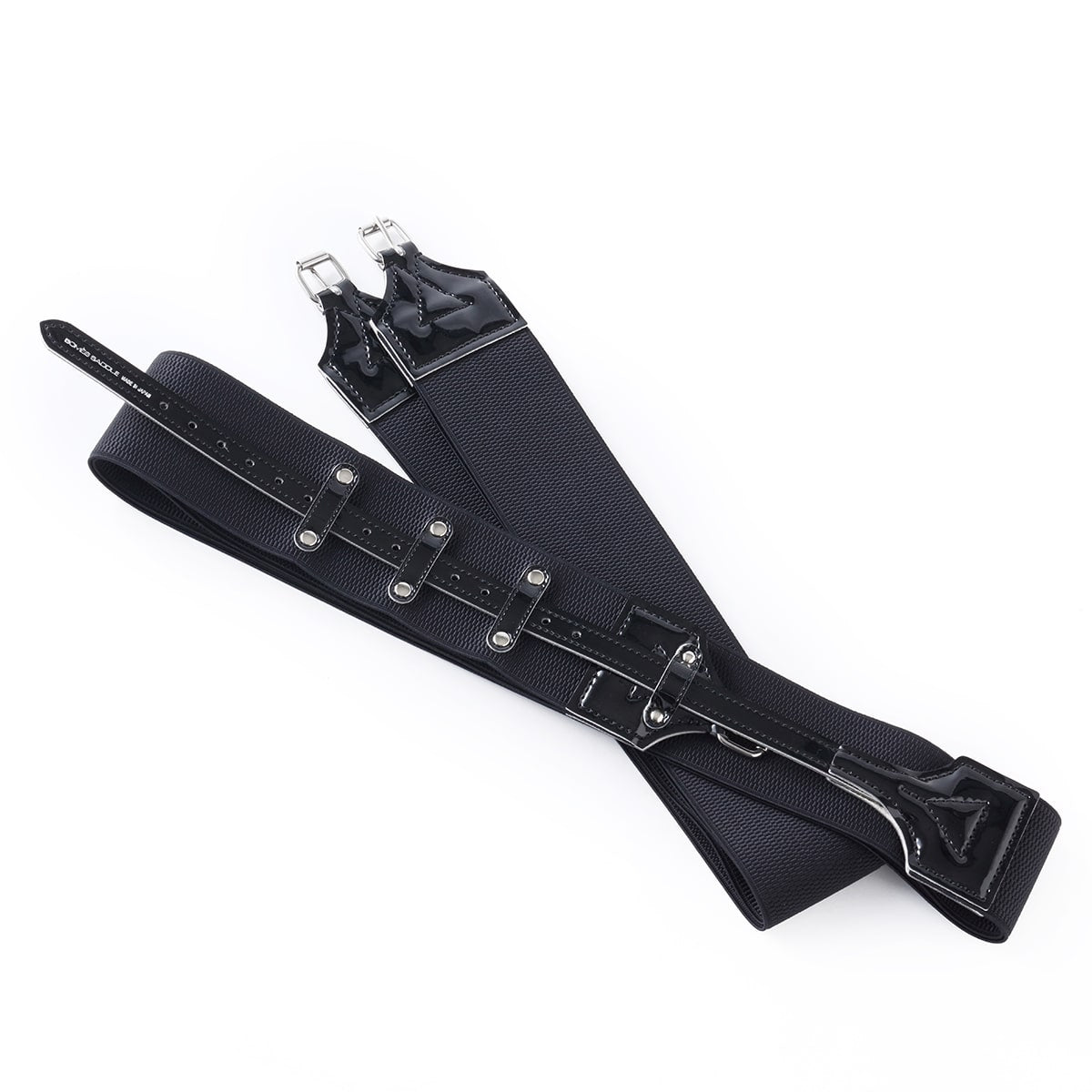 Somes red horse racing girth set with adjustable cinches and channels for a secure fit