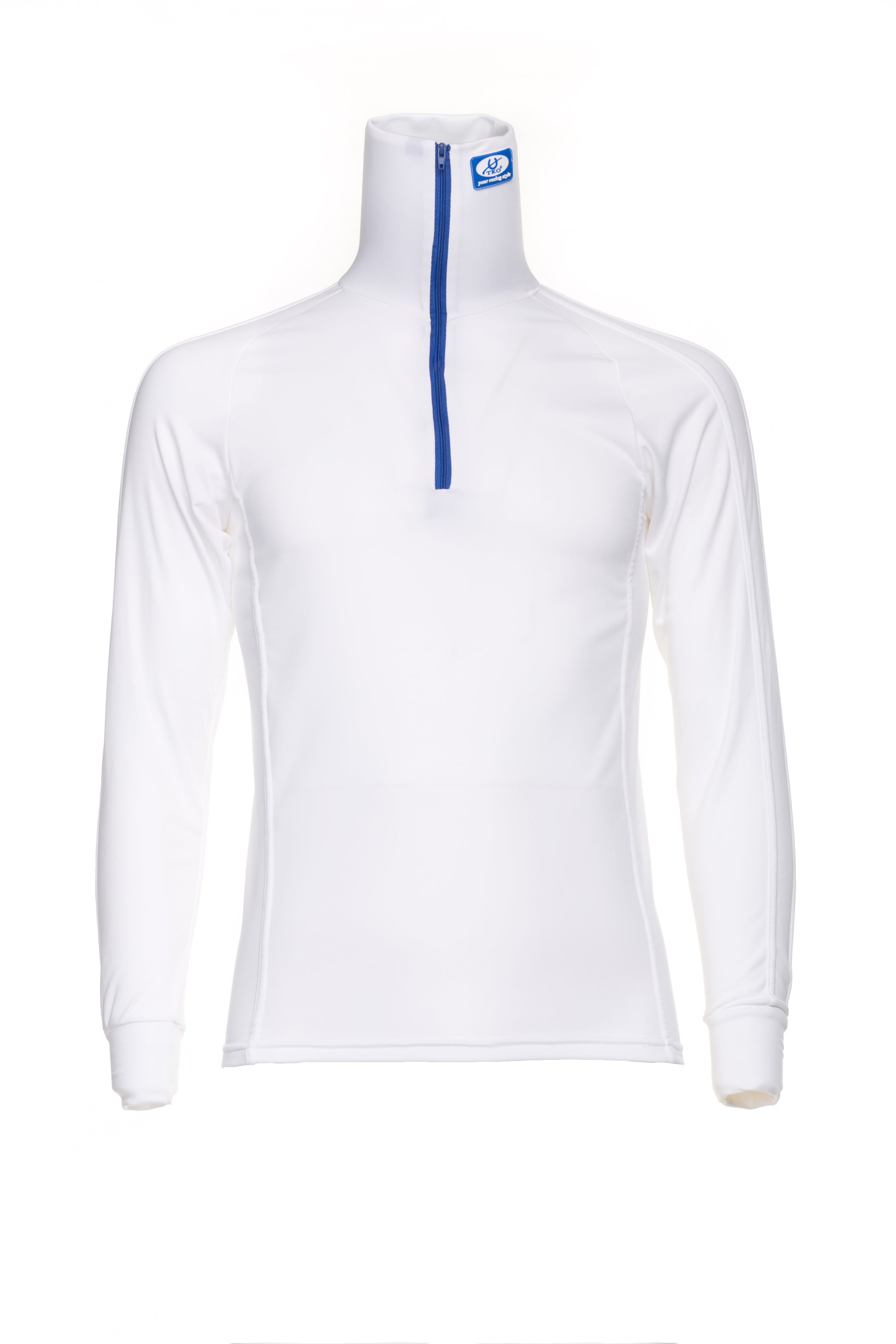 Red high neck zip turtleneck shirt made from breathable cotton by TKO for athletic riding
