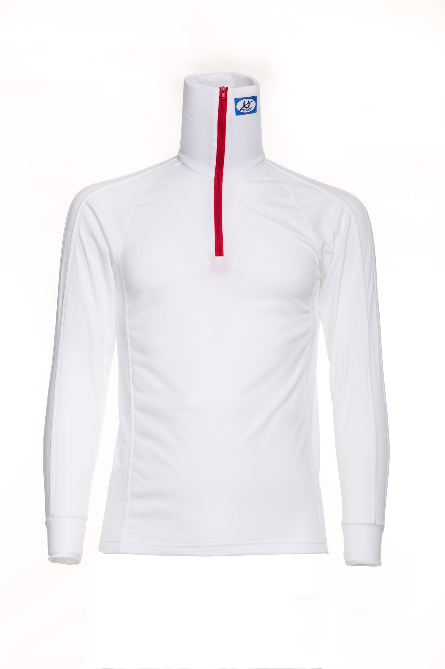 Red TKO Microfleece winter turtleneck shirt with high neck zip and breathable cotton material