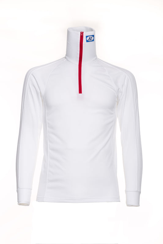 Red TKO Microfleece winter turtleneck shirt with high neck zip and breathable cotton material