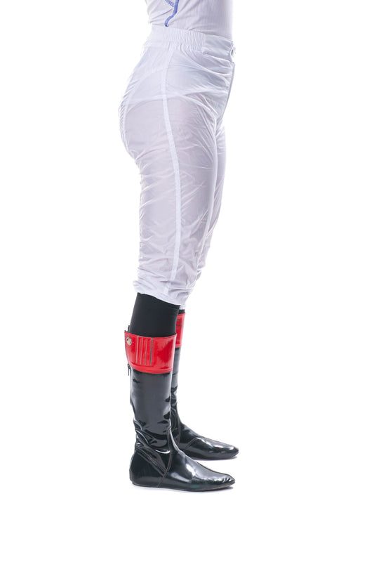 Black TKO Piuma jockey pants in breathable fabric for competitive racing, featuring aerodynamic design for drag reduction.