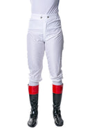 White TKO Ultralight jockey pants designed for breathability and aerodynamic racing performance