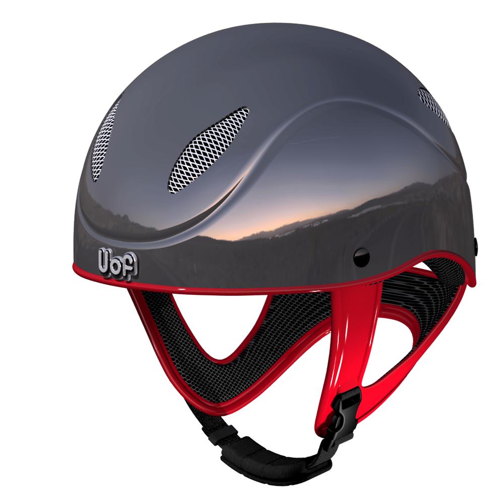 UOF helmet add-ons in various styles, featuring 1-color, 2-color shells, and airbrushed front shell designs.