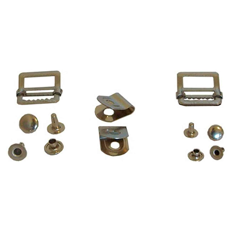 OBR helmet hardware kit with various spare parts for jockey helmets in assorted colors
