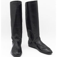 Equiwin synthetic-glossy black weight boots for jockeys, available in sizes 5.5 to 6.5 Men US