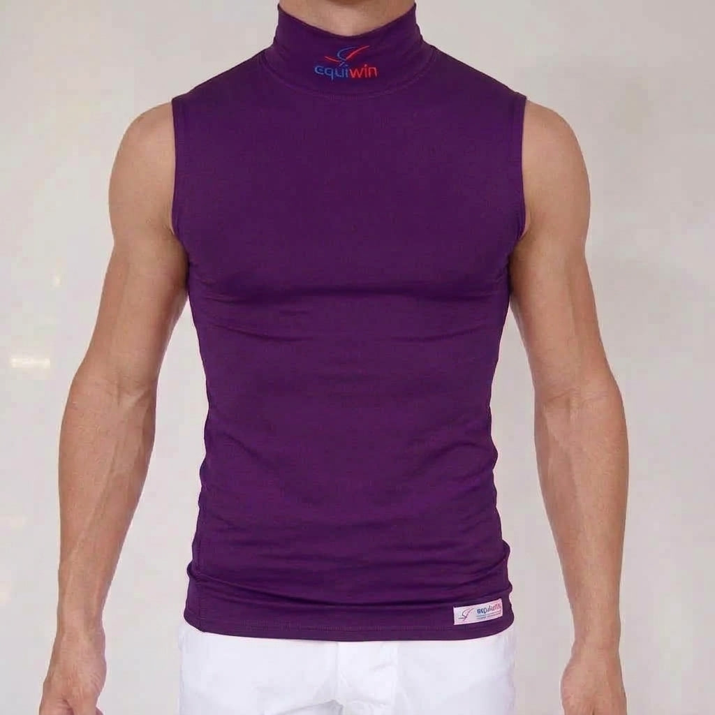 Camiseta de equitación sin mangas de cuello alto Equiwin ElastiLite - Lycra