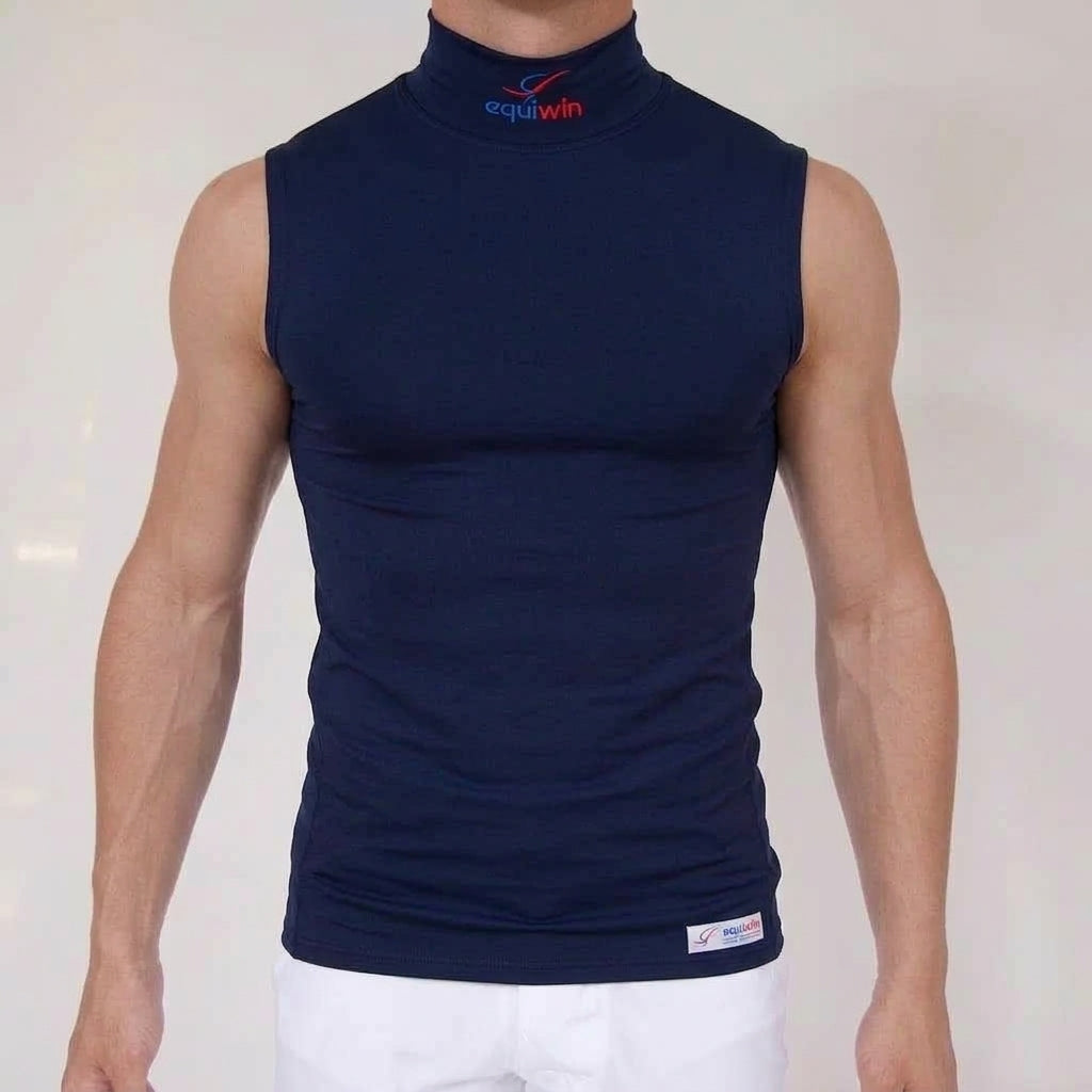 Camiseta de equitación sin mangas de cuello alto Equiwin ElastiLite - Lycra
