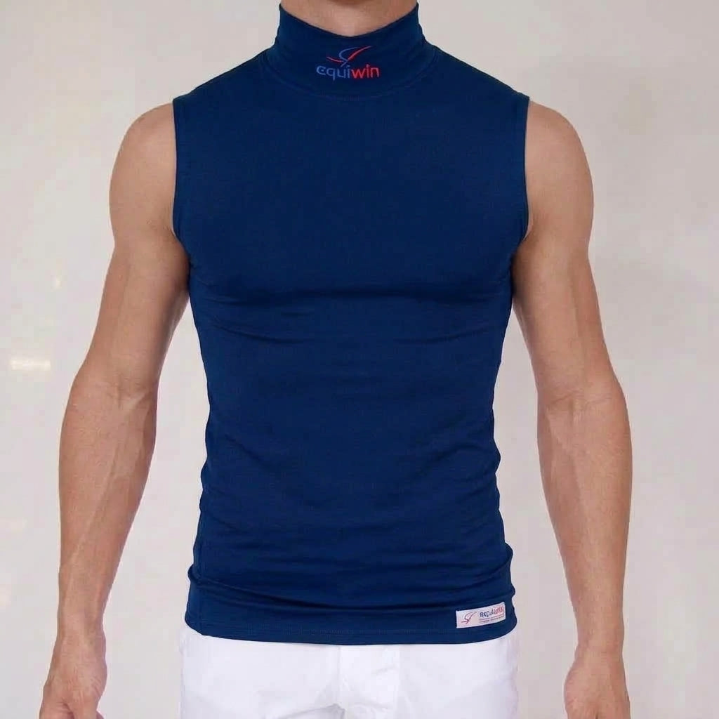 Camiseta de equitación sin mangas de cuello alto Equiwin ElastiLite - Lycra