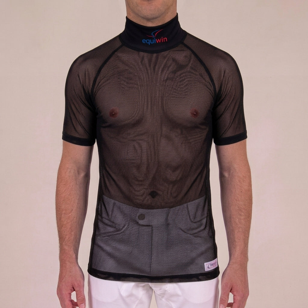 Camiseta de equitación de manga corta Equiwin Cool Mesh de poliéster con cuello alto