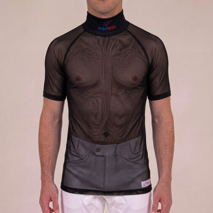 Camiseta de equitación de manga corta Equiwin Cool Mesh de poliéster con cuello alto