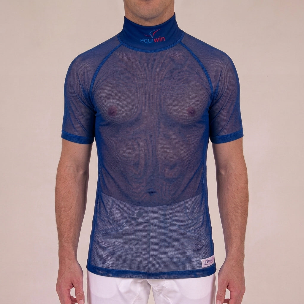 Camiseta de equitación de manga corta Equiwin Cool Mesh de poliéster con cuello alto