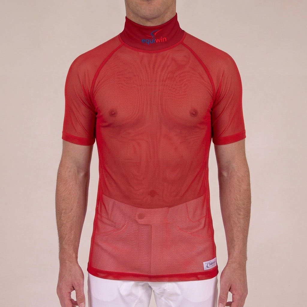 Camiseta de equitación de manga corta Equiwin Cool Mesh de poliéster con cuello alto